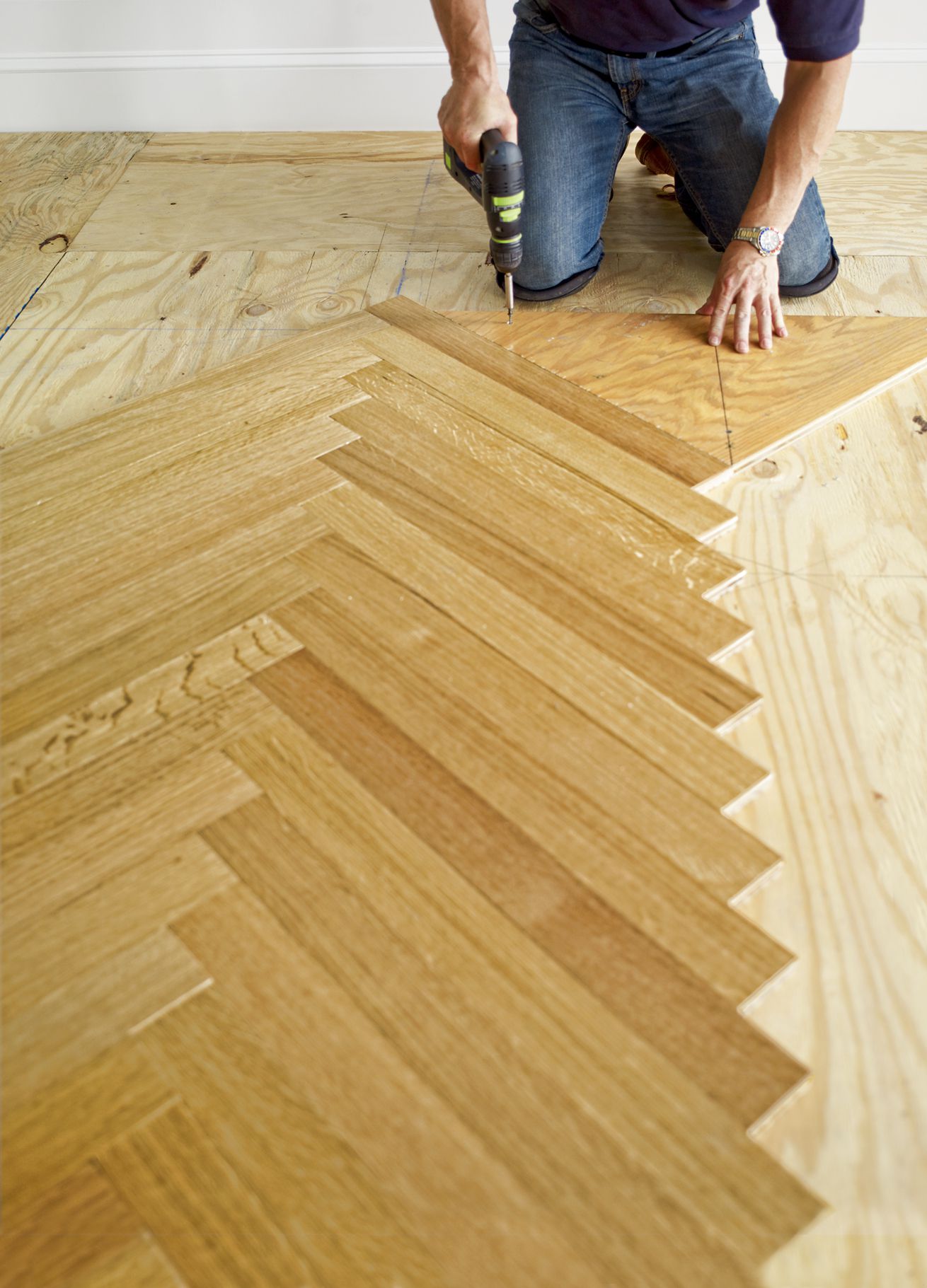 wood floor being fitted